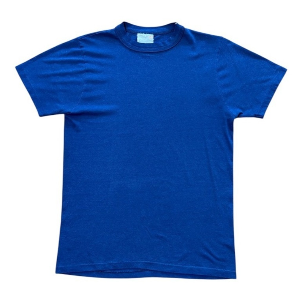 Vintage 80s Penmans Royal Blue Single Stitch Blank Plain Casual Medium T-shirt